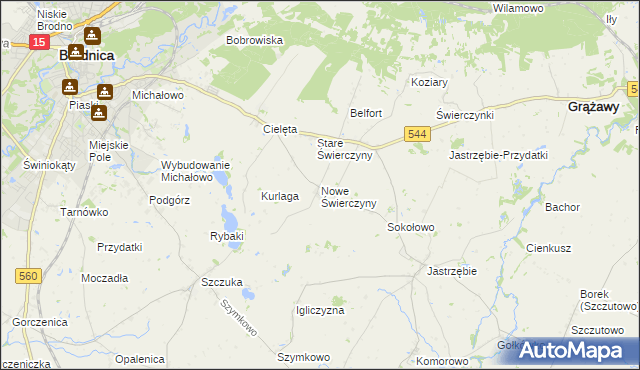 mapa Nowe Świerczyny, Nowe Świerczyny na mapie Targeo