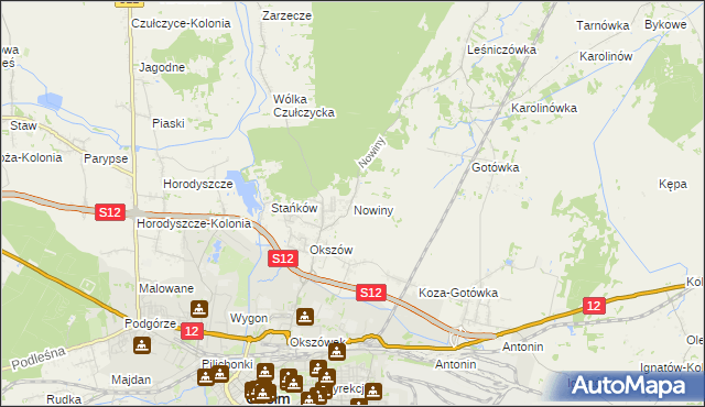 mapa Nowiny gmina Chełm, Nowiny gmina Chełm na mapie Targeo