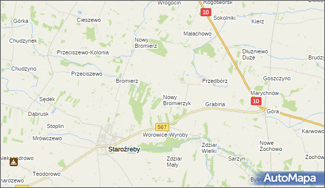 mapa Nowy Bromierzyk, Nowy Bromierzyk na mapie Targeo