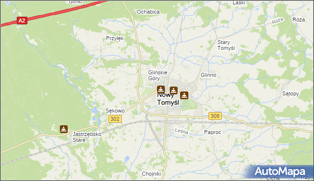 mapa Nowy Tomyśl, Nowy Tomyśl na mapie Targeo