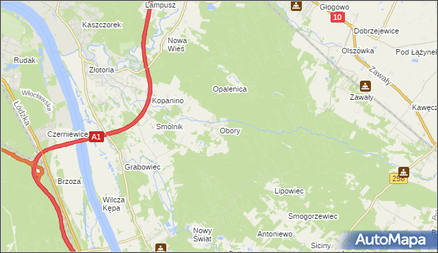 mapa Obory gmina Obrowo, Obory gmina Obrowo na mapie Targeo