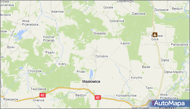 mapa Ochotnik, Ochotnik na mapie Targeo
