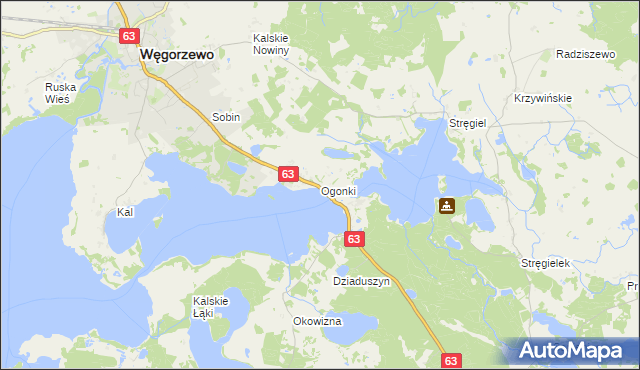 mapa Ogonki gmina Węgorzewo, Ogonki gmina Węgorzewo na mapie Targeo