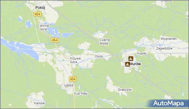 mapa Okoły gmina Murów, Okoły gmina Murów na mapie Targeo