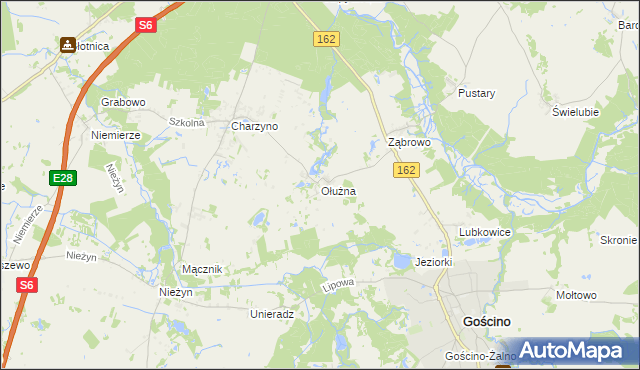 mapa Ołużna, Ołużna na mapie Targeo