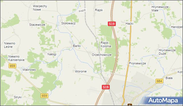 mapa Orzechowicze, Orzechowicze na mapie Targeo