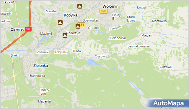 mapa Ossów, Ossów na mapie Targeo