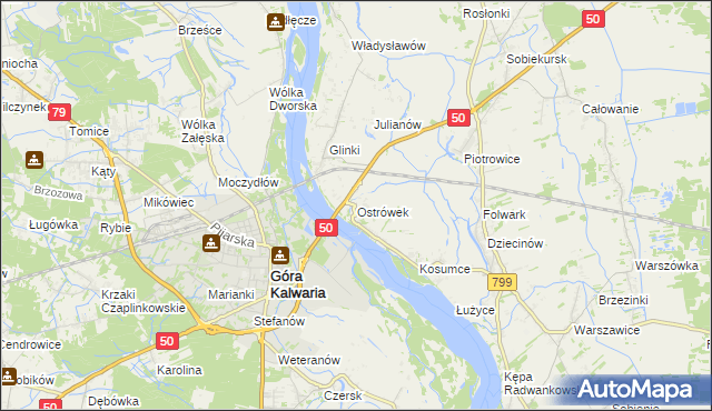 mapa Ostrówek gmina Karczew, Ostrówek gmina Karczew na mapie Targeo