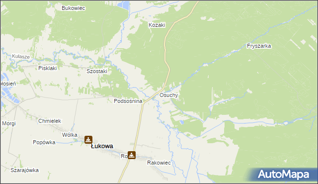 mapa Osuchy gmina Łukowa, Osuchy gmina Łukowa na mapie Targeo