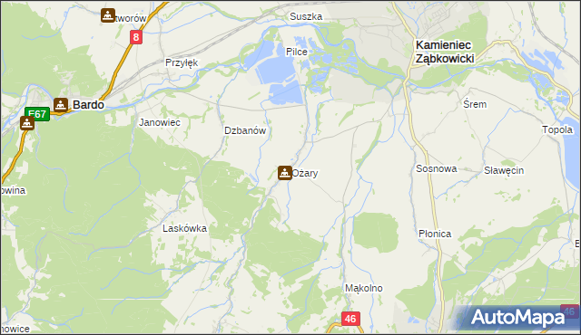 mapa Ożary, Ożary na mapie Targeo