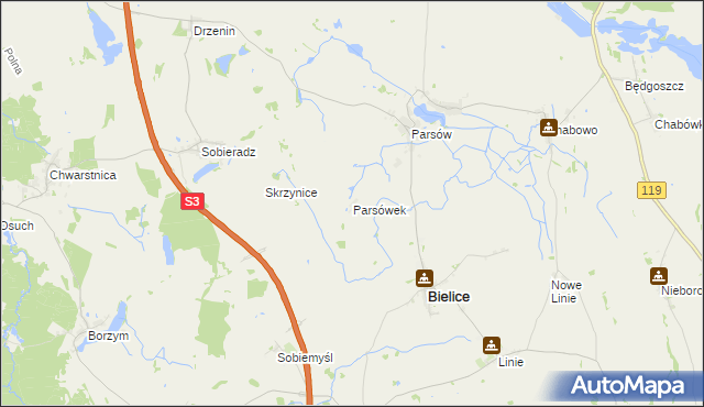 mapa Parsówek, Parsówek na mapie Targeo