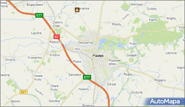 mapa Pasłęk, Pasłęk na mapie Targeo