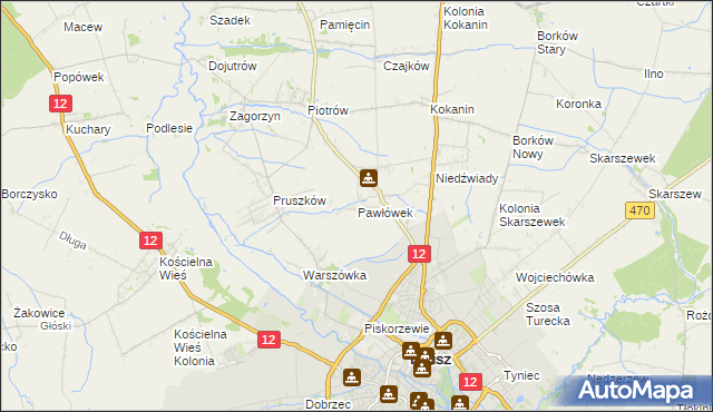 mapa Pawłówek gmina Blizanów, Pawłówek gmina Blizanów na mapie Targeo