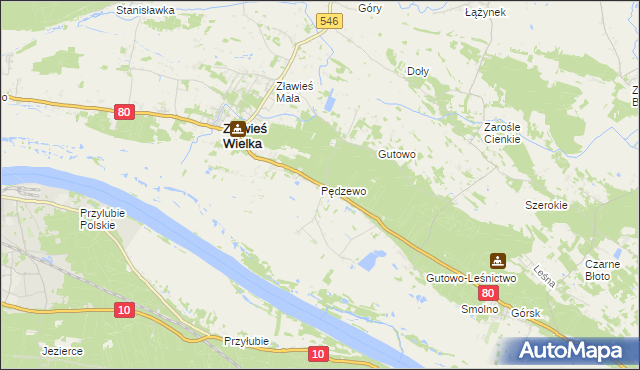 mapa Pędzewo, Pędzewo na mapie Targeo