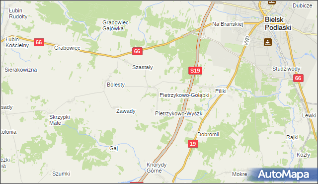 mapa Pietrzykowo-Gołąbki, Pietrzykowo-Gołąbki na mapie Targeo