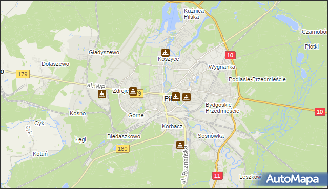 mapa Piły, Piła na mapie Targeo