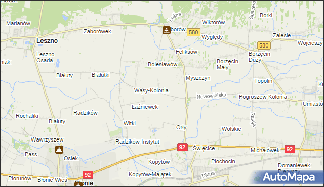 mapa Pilaszków gmina Ożarów Mazowiecki, Pilaszków gmina Ożarów Mazowiecki na mapie Targeo