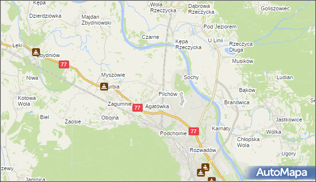 mapa Pilchów, Pilchów na mapie Targeo