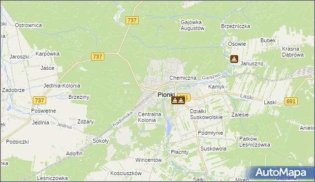 mapa Pionki, Pionki na mapie Targeo