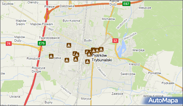 mapa Piotrków Trybunalski, Piotrków Trybunalski na mapie Targeo