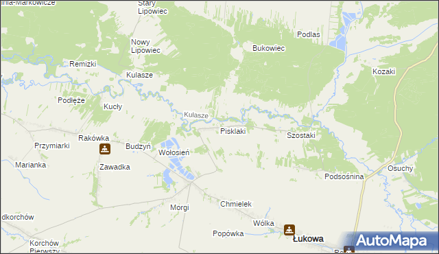 mapa Pisklaki, Pisklaki na mapie Targeo