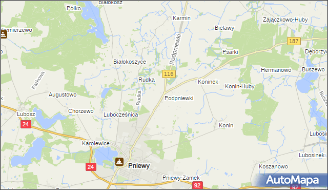 mapa Podpniewki, Podpniewki na mapie Targeo