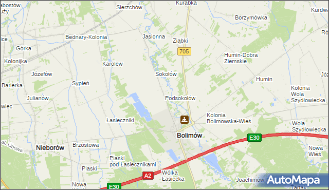 mapa Podsokołów, Podsokołów na mapie Targeo
