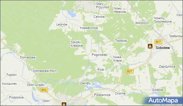 mapa Pogorzelec gmina Maciejowice, Pogorzelec gmina Maciejowice na mapie Targeo