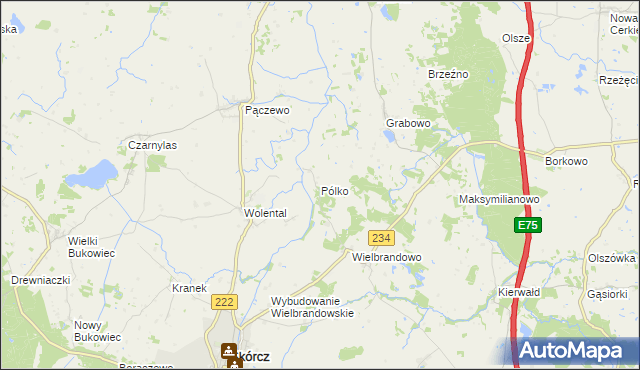 mapa Pólko gmina Skórcz, Pólko gmina Skórcz na mapie Targeo