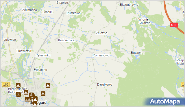 mapa Pomianowo gmina Białogard, Pomianowo gmina Białogard na mapie Targeo