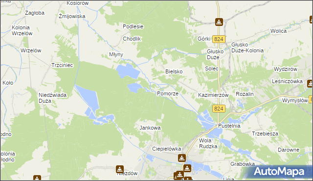 mapa Pomorze gmina Opole Lubelskie, Pomorze gmina Opole Lubelskie na mapie Targeo