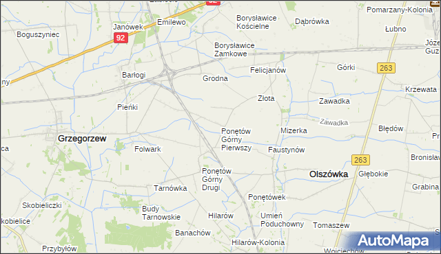 mapa Ponętów Górny Pierwszy, Ponętów Górny Pierwszy na mapie Targeo