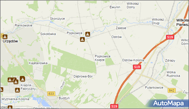 mapa Popkowice Księże, Popkowice Księże na mapie Targeo