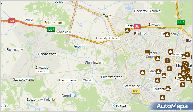 mapa Porosły, Porosły na mapie Targeo