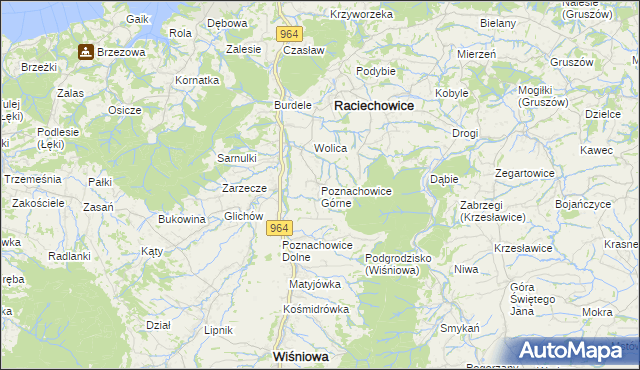 mapa Poznachowice Górne, Poznachowice Górne na mapie Targeo