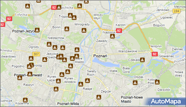 mapa Poznania, Poznań na mapie Targeo