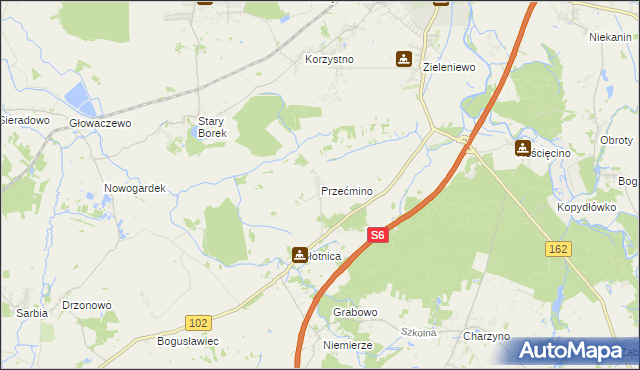 mapa Przećmino, Przećmino na mapie Targeo