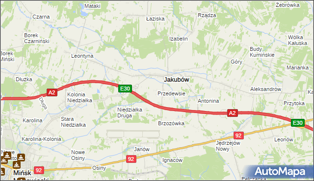 mapa Przedewsie gmina Jakubów, Przedewsie gmina Jakubów na mapie Targeo