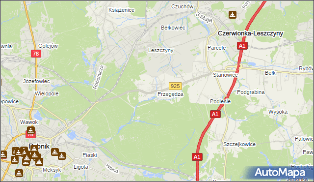 mapa Przegędza, Przegędza na mapie Targeo