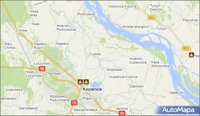 mapa Przewóz gmina Kozienice, Przewóz gmina Kozienice na mapie Targeo