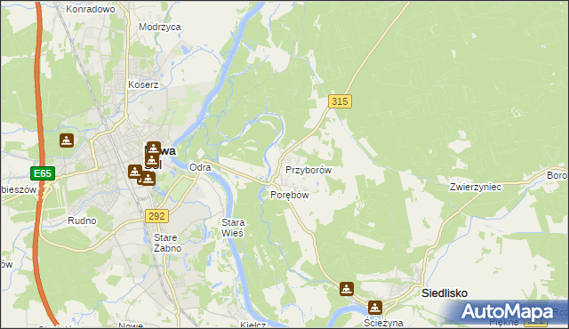mapa Przyborów gmina Nowa Sól, Przyborów gmina Nowa Sól na mapie Targeo