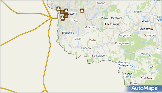 mapa Puńców, Puńców na mapie Targeo