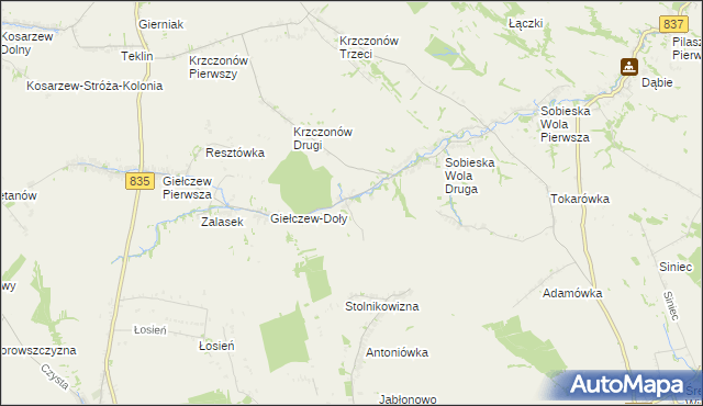 mapa Radomirka, Radomirka na mapie Targeo