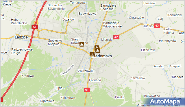 mapa Radomsko, Radomsko na mapie Targeo