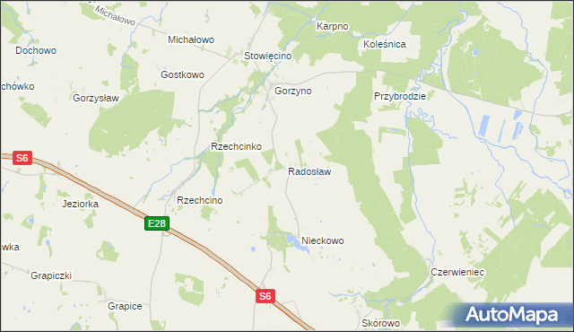 mapa Radosław gmina Potęgowo, Radosław gmina Potęgowo na mapie Targeo