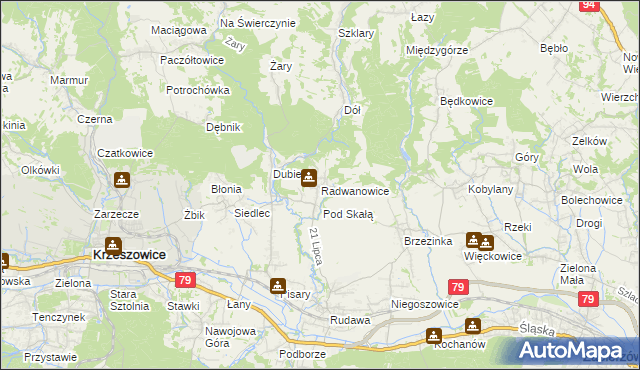 mapa Radwanowice, Radwanowice na mapie Targeo