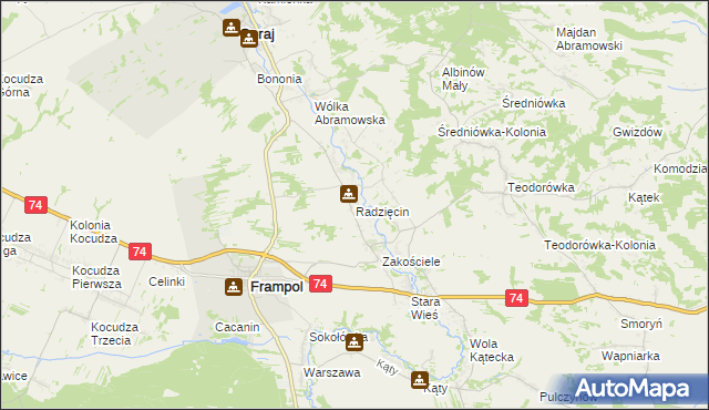 mapa Radzięcin, Radzięcin na mapie Targeo
