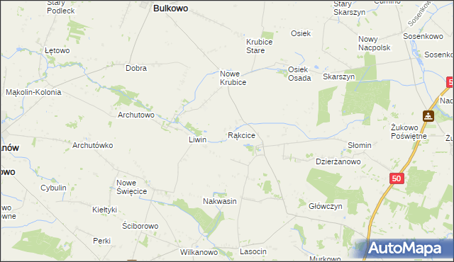 mapa Rąkcice, Rąkcice na mapie Targeo