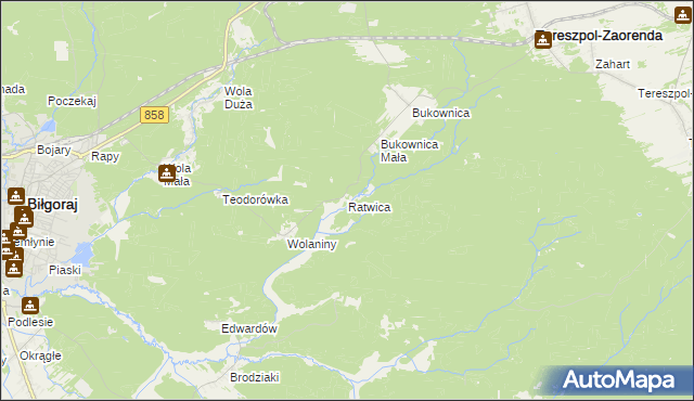 mapa Ratwica, Ratwica na mapie Targeo