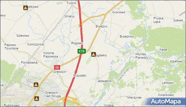 mapa Rogówko gmina Lubicz, Rogówko gmina Lubicz na mapie Targeo
